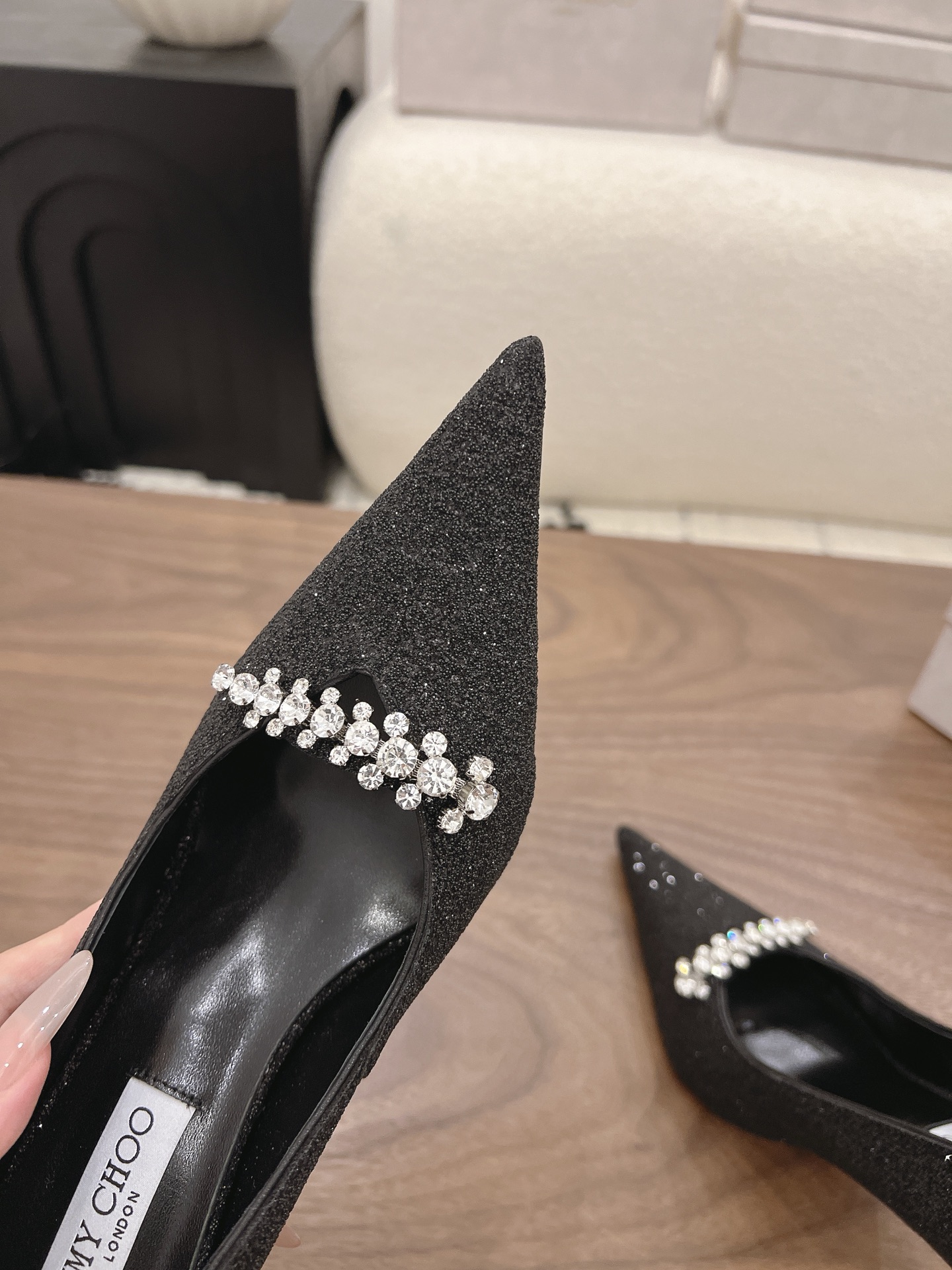 Glitter Crystal Embellishment Pointed Toe Pumps