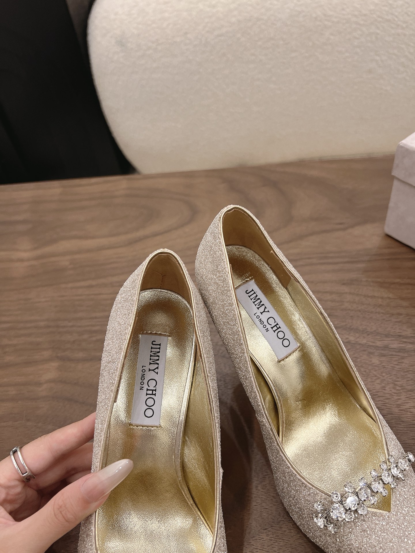 Glitter Crystal Embellishment Pointed Toe Pumps