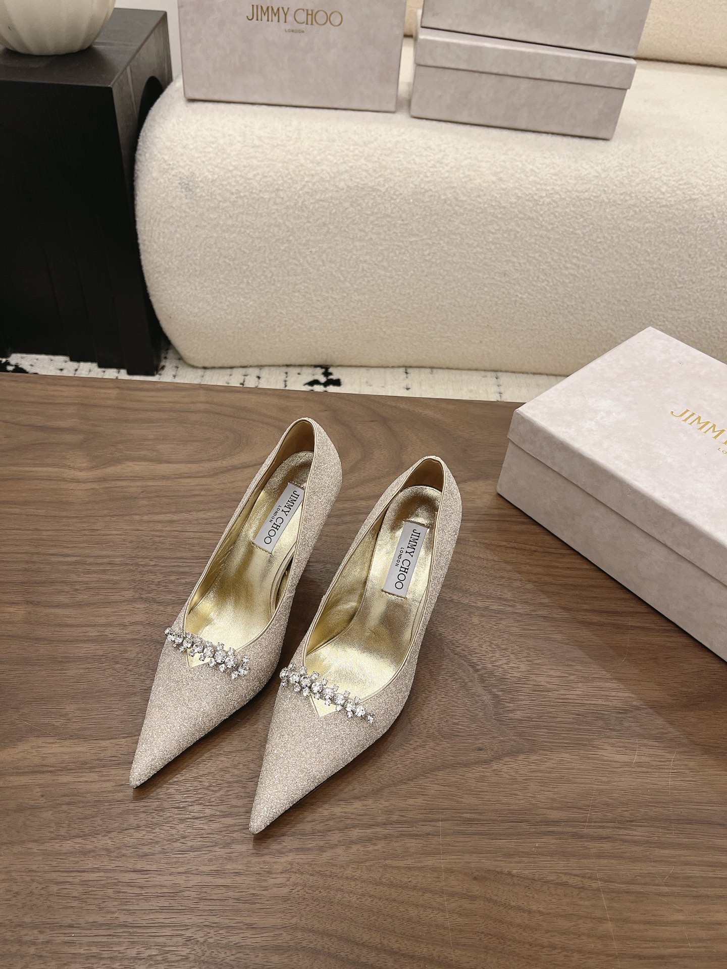 Glitter Crystal Embellishment Pointed Toe Pumps