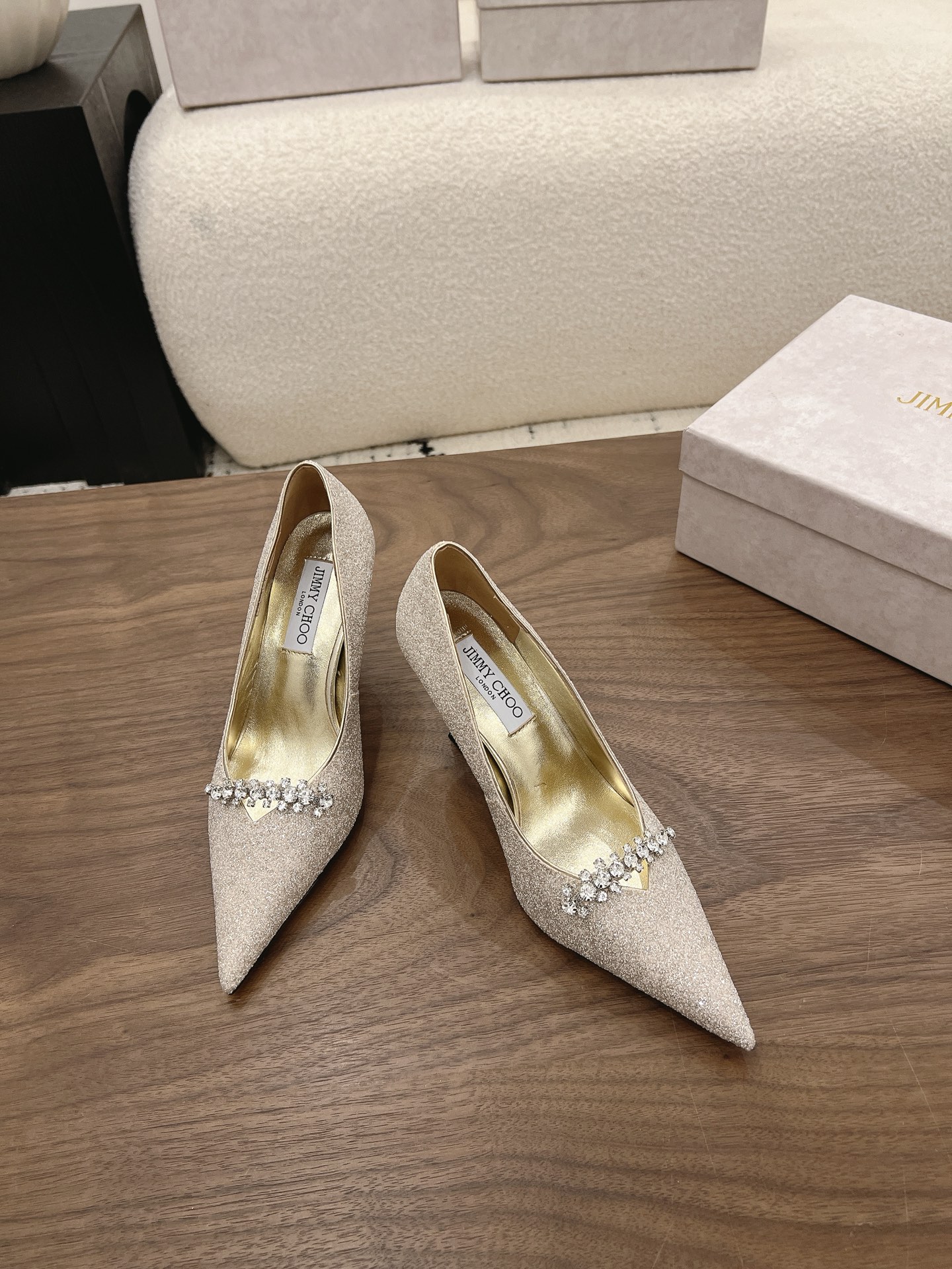 Glitter Crystal Embellishment Pointed Toe Pumps