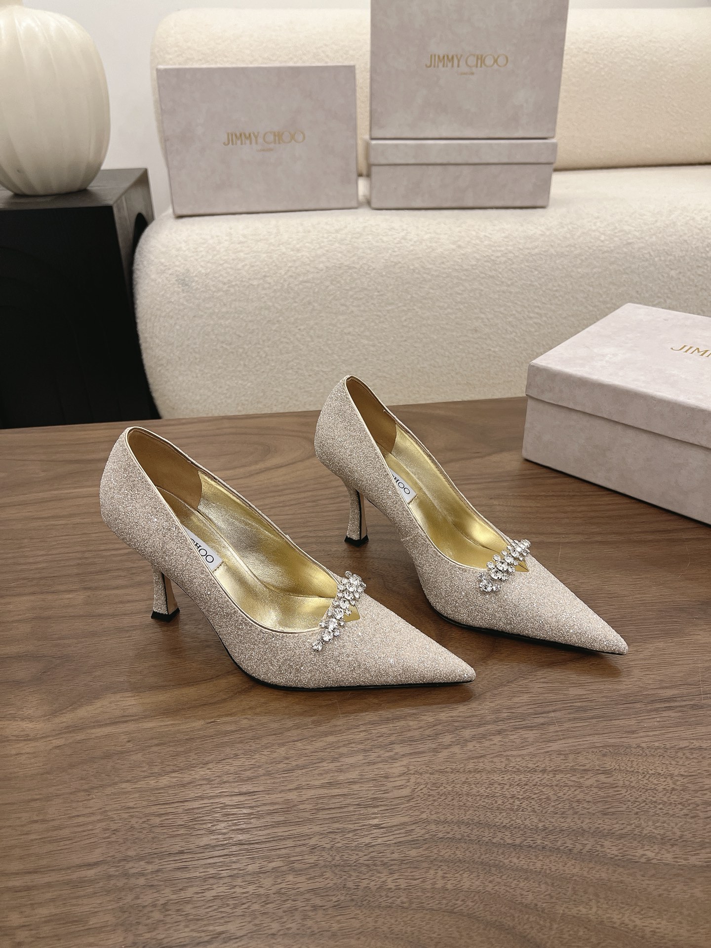 Glitter Crystal Embellishment Pointed Toe Pumps
