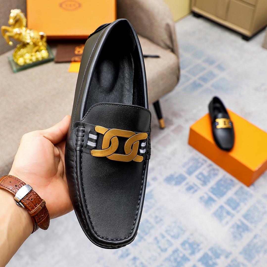 Precio de fábrica [TOD'S] Tod's Trendy Bean Shoes ¡reproducción 1:1 original! Punzón de piel de vacu