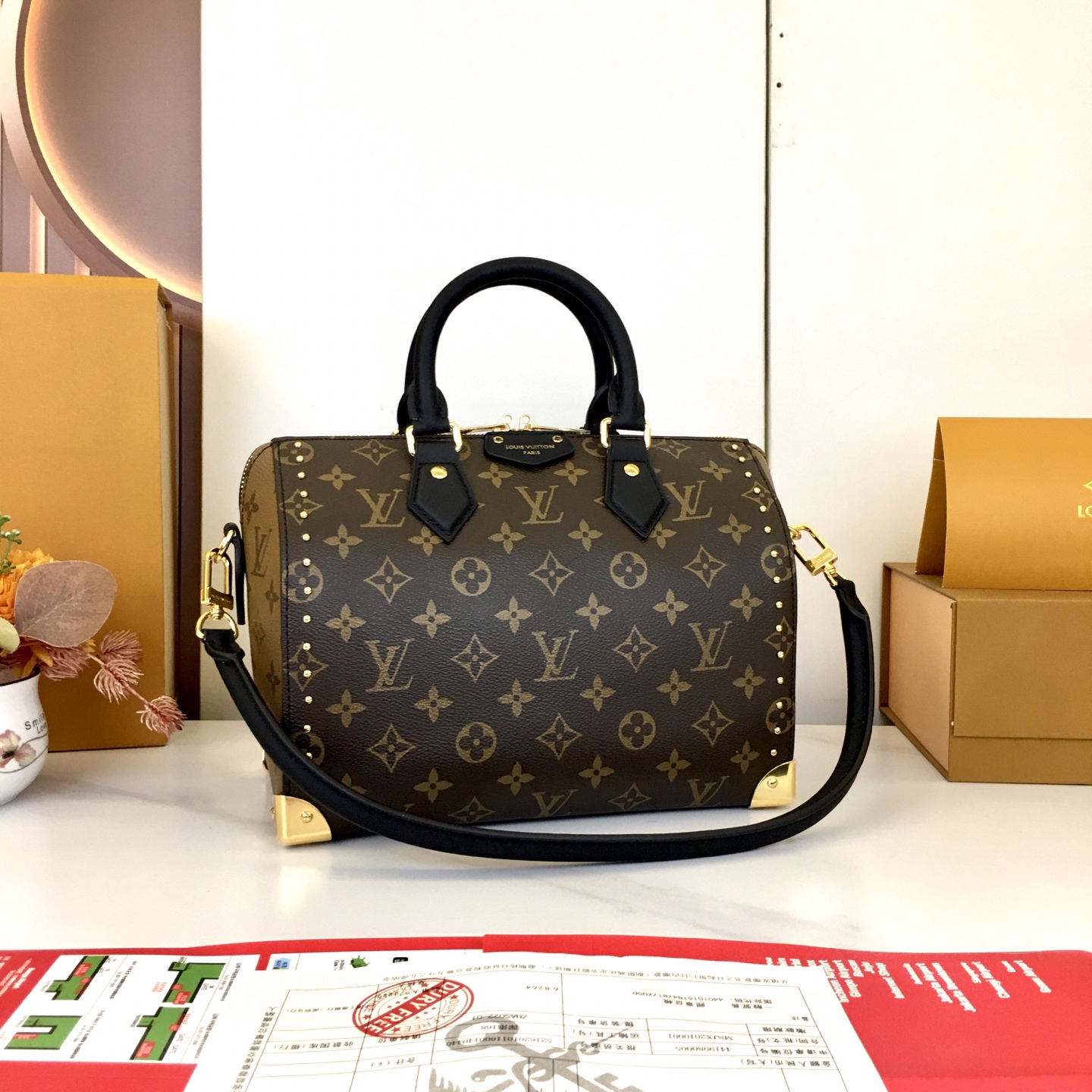 Louis Vuitton Speedy 25 Monogram Canvas Handbag with Leather Trim 3 i1754413769675 389 0 1