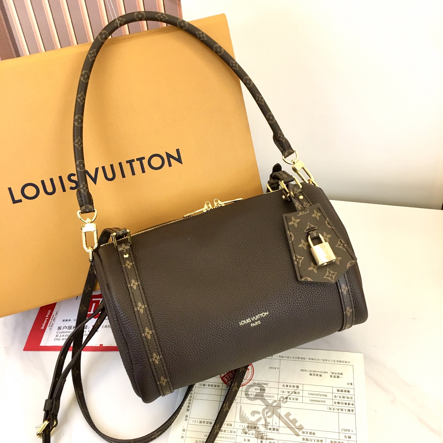 Louis Vuitton Express Small Handbag in Brown Leather with Monogram Trim 2 i1756318656834 3422 0 0