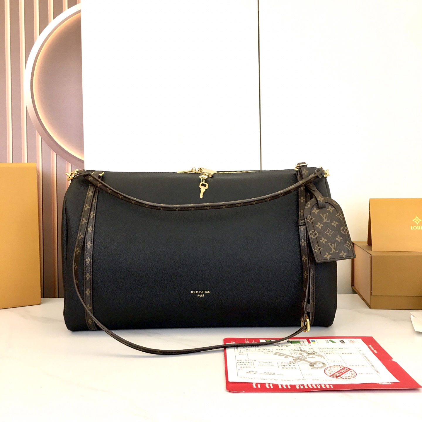 Louis Vuitton Express Travel Bag: Black Leather, Monogram Accents, Large Size 2 i1757697528731 6807 0 0