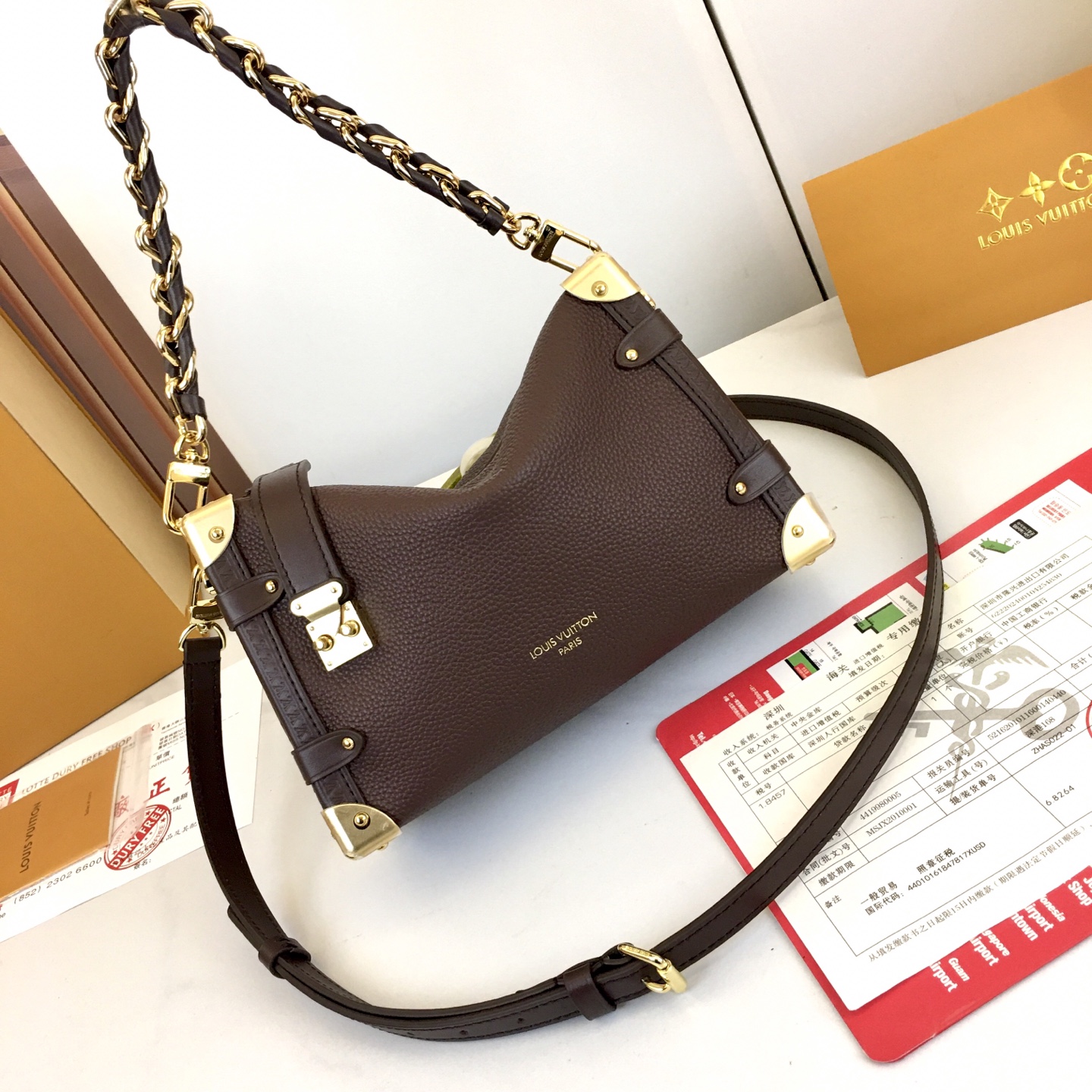 Louis Vuitton Side Trunk Medium Handbag, Brown Leather, Gold-Tone Hardware 3 i1758475638761 149 0 1