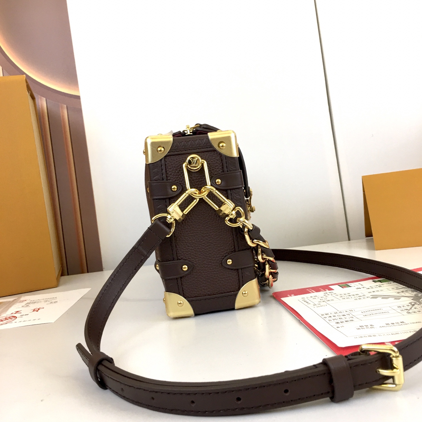 Louis Vuitton Side Trunk Medium Handbag, Brown Leather, Gold-Tone Hardware 8 i1758475638952 9532 0 6