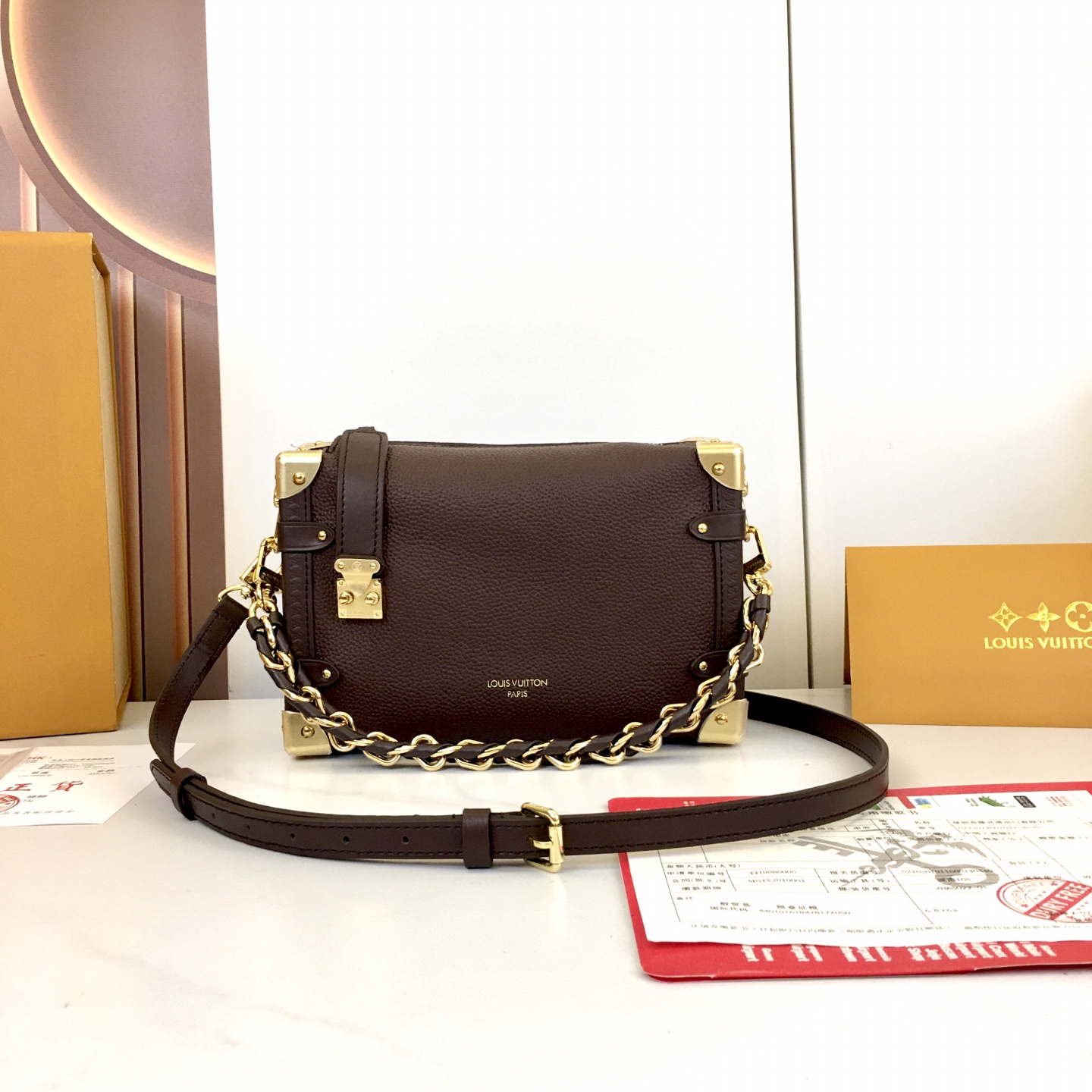 Louis Vuitton Side Trunk Medium Handbag, Brown Leather, Gold-Tone Hardware 2 i1758475638962 5306 0 0