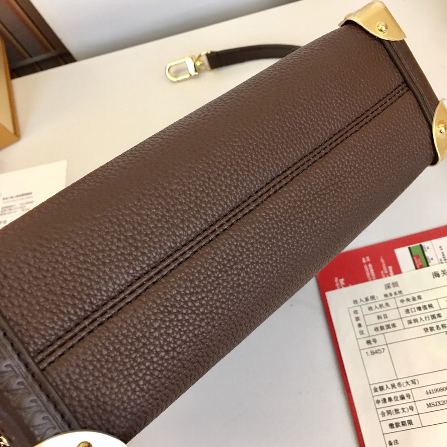 Louis Vuitton Side Trunk Medium Handbag, Brown Leather, Gold-Tone Hardware 9 i1758475646796 5953 0 7