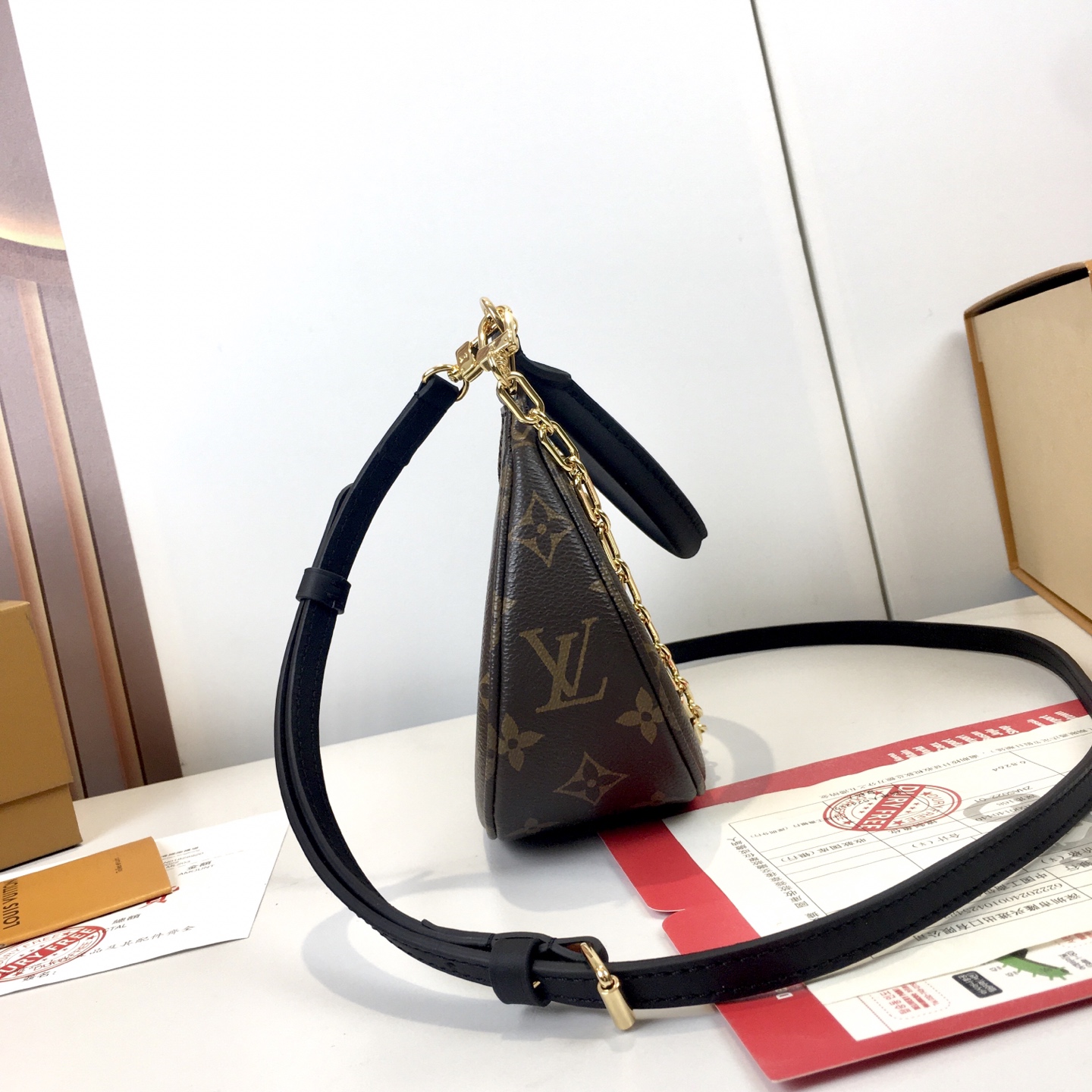 Louis Vuitton Catchy Small Handbag Monogram Canvas Leather Trim, Crossbody 4 i1758818824227 6322 0 3