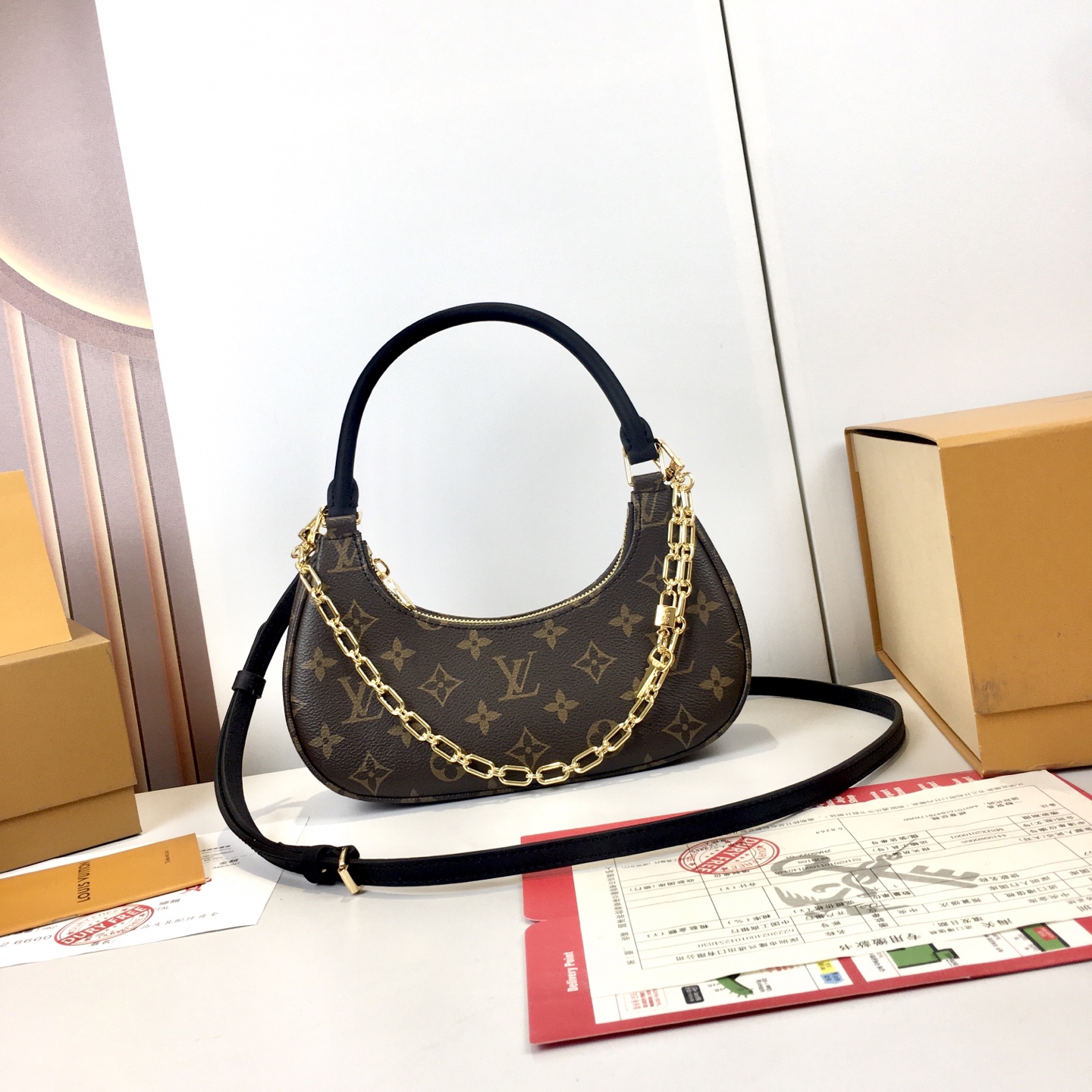 Louis Vuitton Catchy Small Handbag Monogram Canvas Leather Trim, Crossbody 2 i1758818824286 7035 0 1