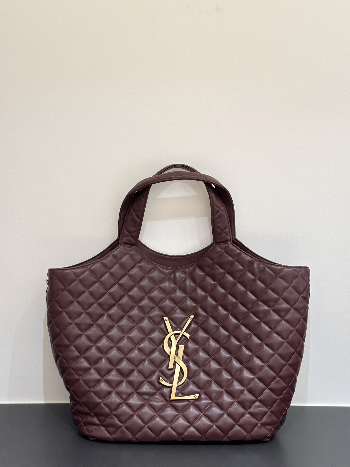 Saint Laurent Icare Maxi Shopping Bag in Lambskin Leather with Diamond Quilt