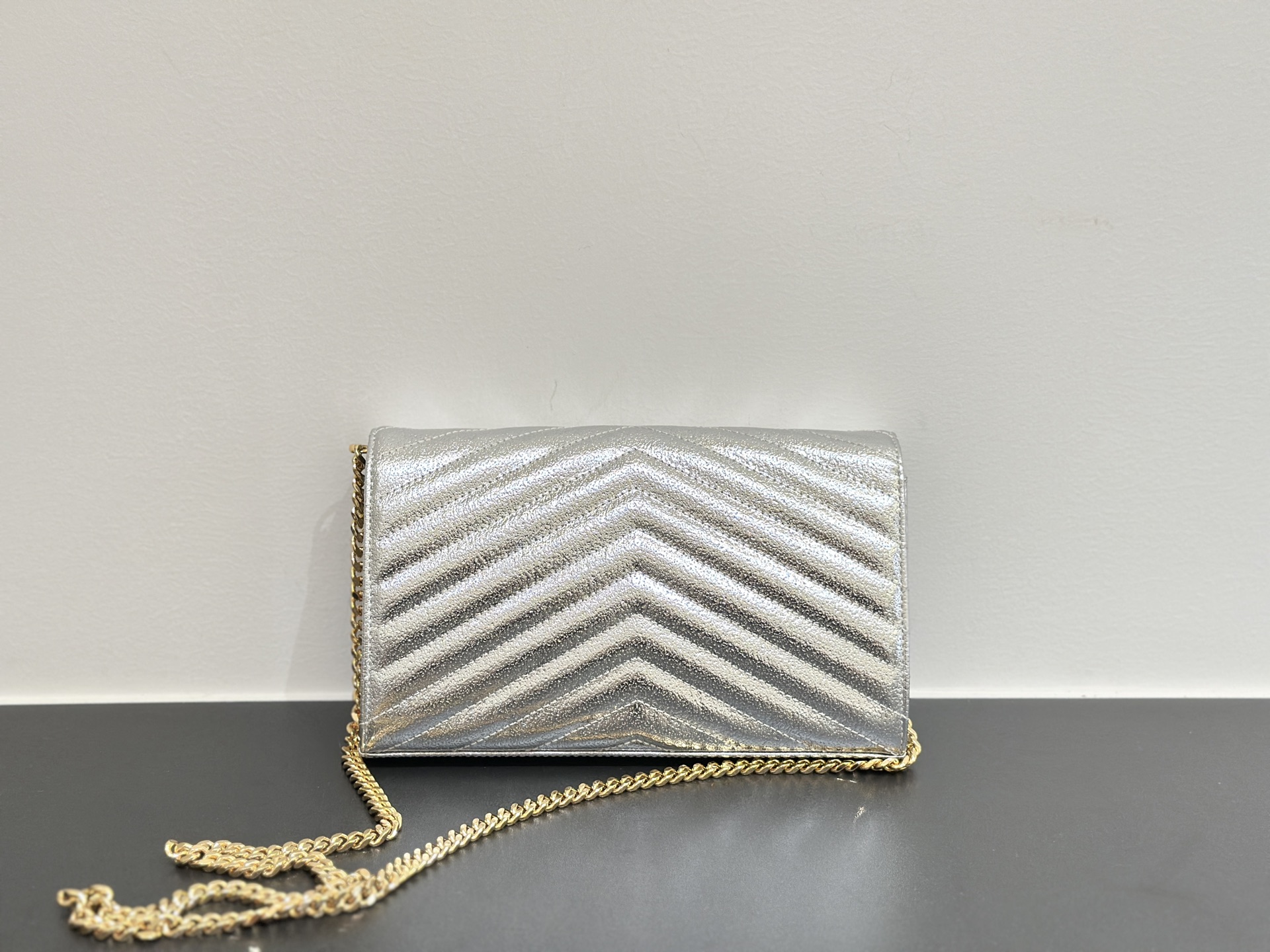 Yves Saint Laurent Monogram WOC Wallet On Chain Silver Diamond Quilted 4 i1758861936271 8189 0 2