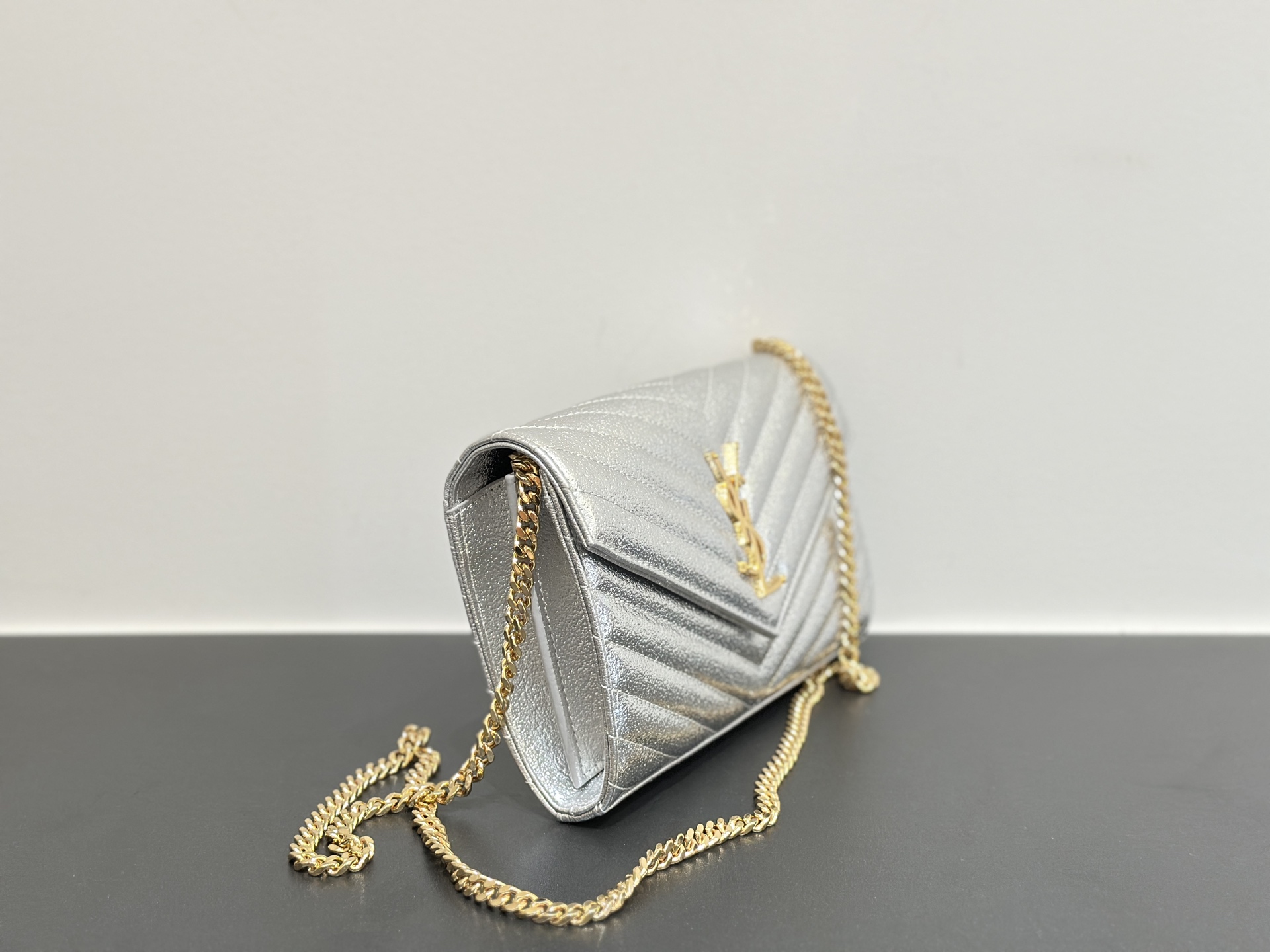Yves Saint Laurent Monogram WOC Wallet On Chain Silver Diamond Quilted 3 i1758861937077 9052 0 1