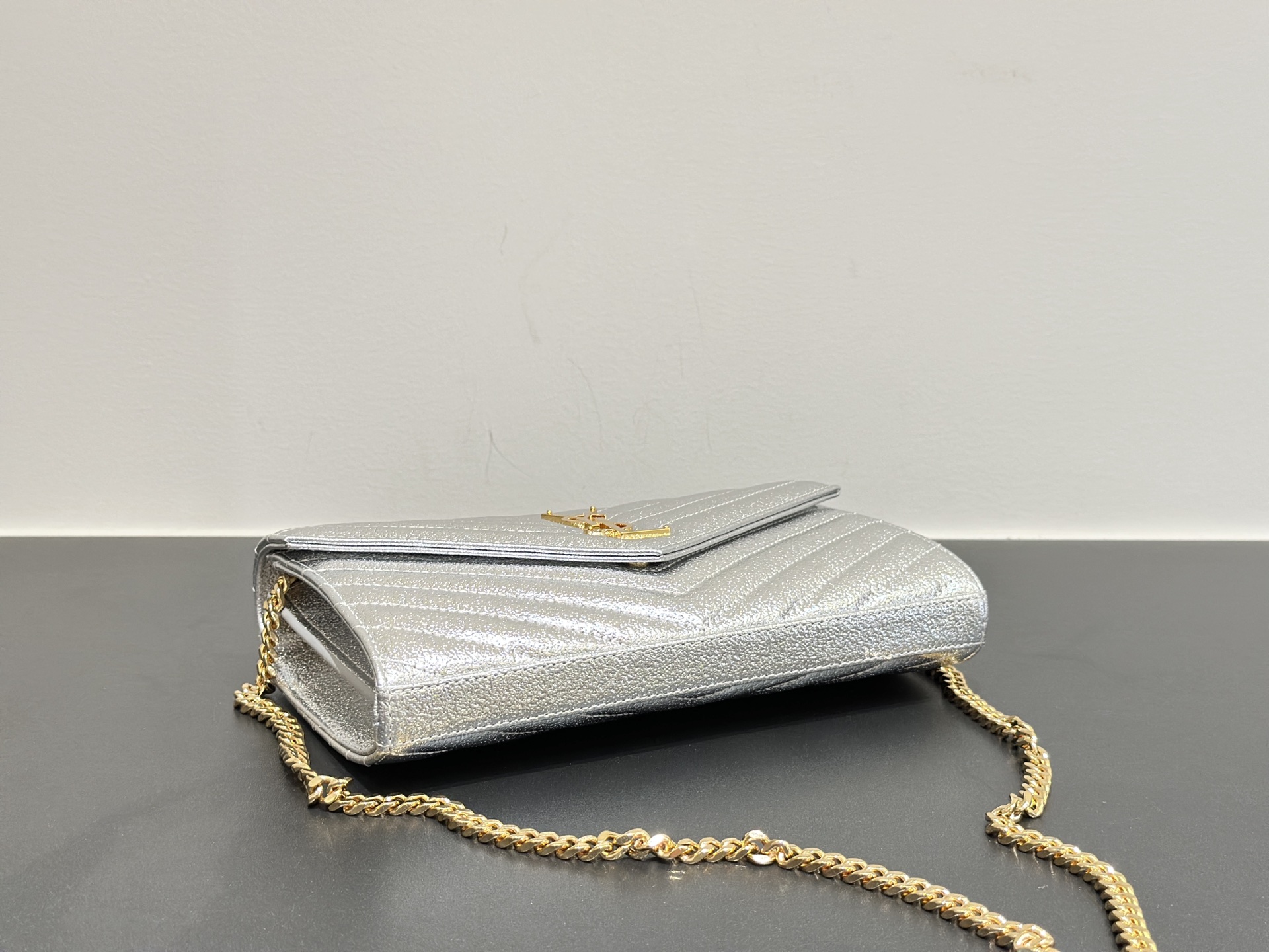 Yves Saint Laurent Monogram WOC Wallet On Chain Silver Diamond Quilted 5 i1758861961047 6164 0 3