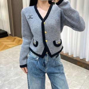 Celine Clothing Cardigans Knit Sweater Embroidery Knitting Fall/Winter Collection