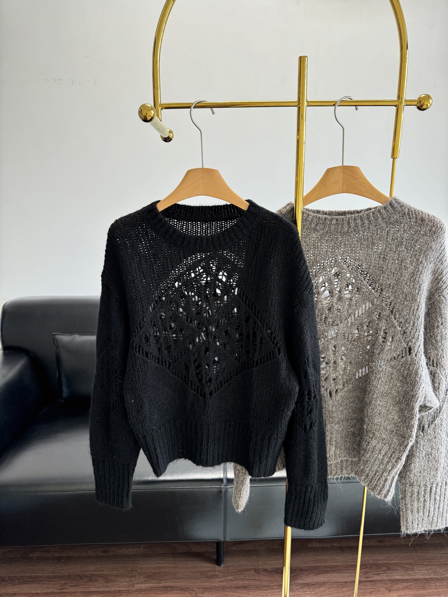 Openwork Knit Pullover Sweater, Crew Neck Long Sleeve Knitwear for Women 8 i1755594883936 162 0 6