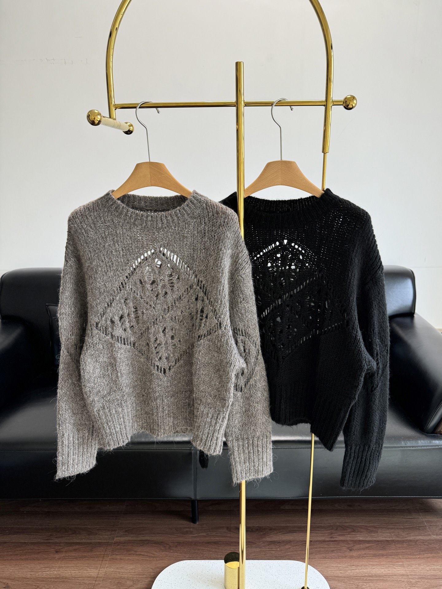 Openwork Knit Pullover Sweater, Crew Neck Long Sleeve Knitwear for Women 2 i1755594883936 3950 0 0