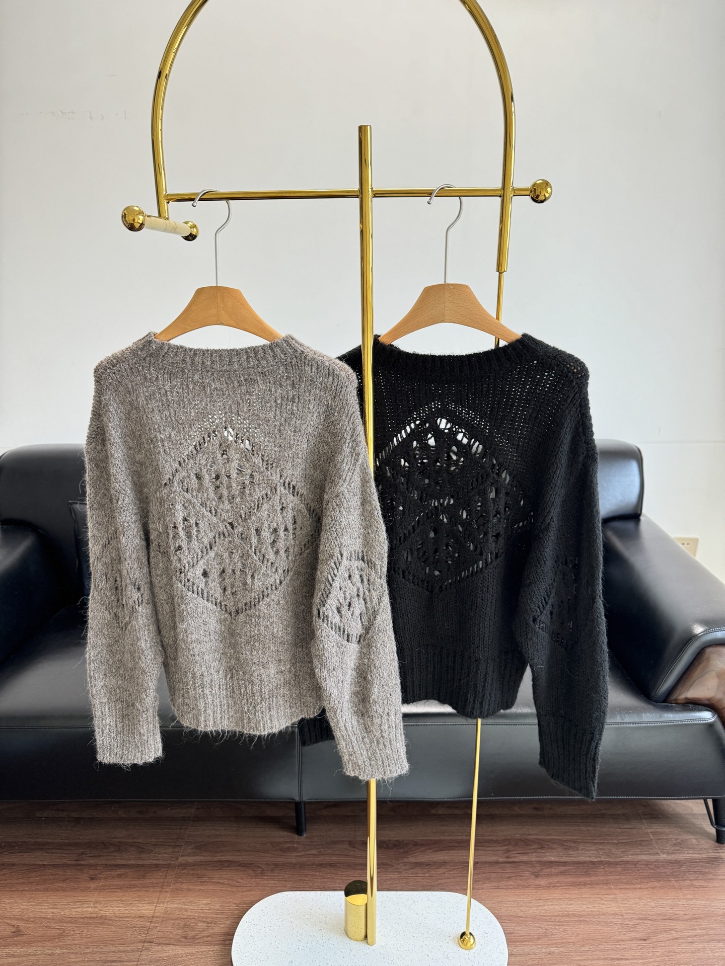 Openwork Knit Pullover Sweater, Crew Neck Long Sleeve Knitwear for Women 3 i1755594886576 2448 0 5