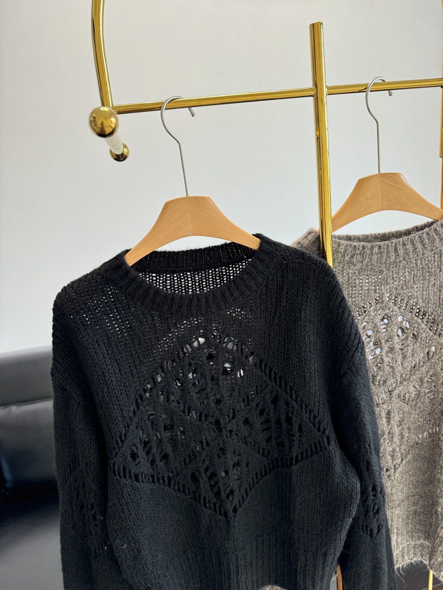Openwork Knit Pullover Sweater, Crew Neck Long Sleeve Knitwear for Women 9 i1755594886634 6145 0 7