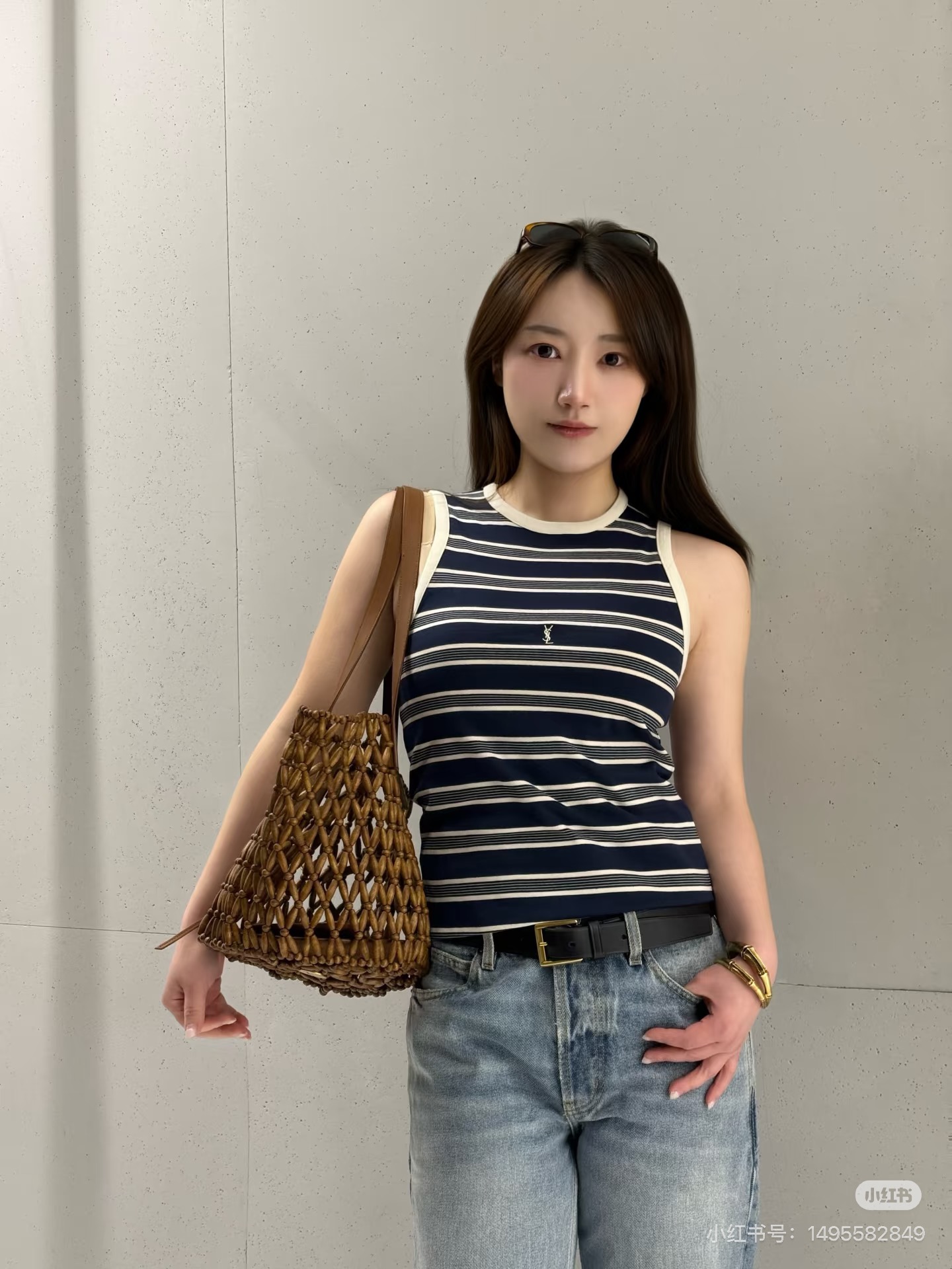 NO:844823,Classic blue and white stripes, super white regardless of skin tone,19860909经典蓝白条纹,不挑肤色超显白,,,Women's clothing