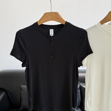 🌾lululemon同款 Hold Tight女士短袖亨利衫莫代尔面料柔软透湿:带罗纹纹理和四面弹力舒适 🌾lululemon同款 Hold Tight女士短袖亨利衫莫代尔面料柔软透湿:带罗纹纹理和四面弹力舒适