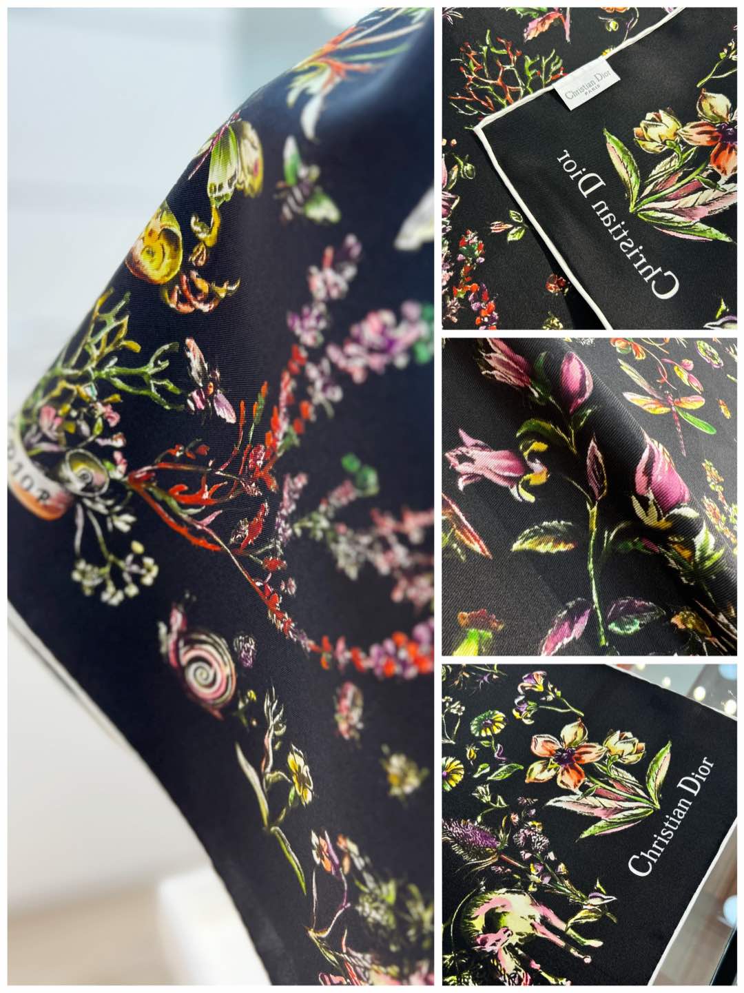 Dior 印花方巾-25早春新品【18mm双面同色】
90 厘米黑色桑蚕丝斜纹面料多色 Dior Cab