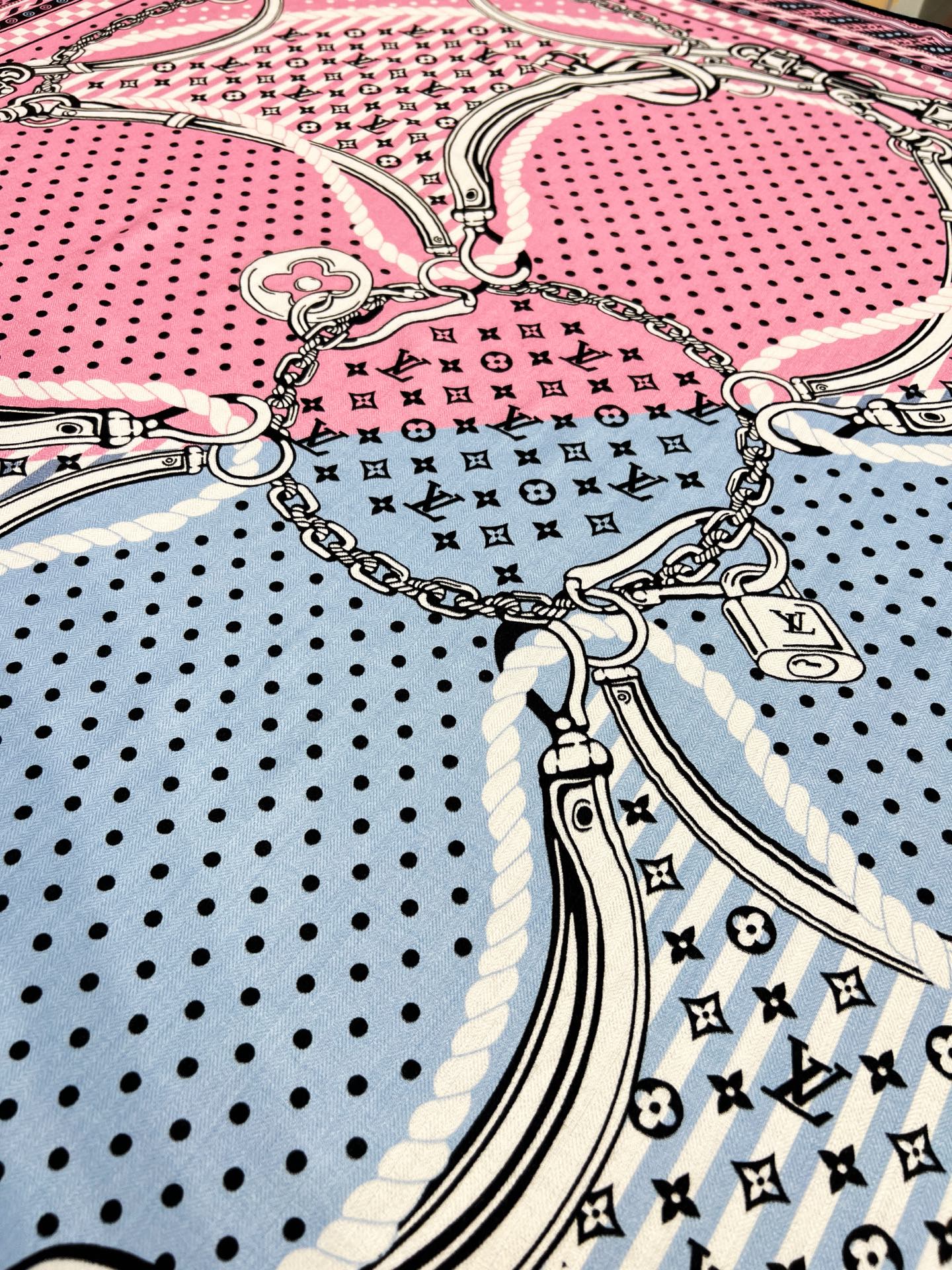 OCEAN BANDANA 140双面同色丝毛披肩【Lv秋冬新品】Ocean Bandana 披肩取材华