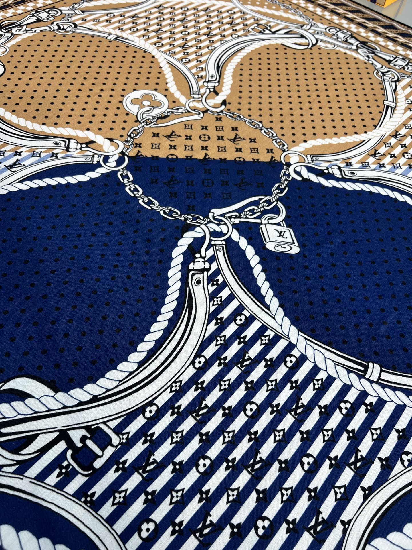 OCEAN BANDANA 140双面同色丝毛披肩【Lv秋冬新品】Ocean Bandana 披肩取材华