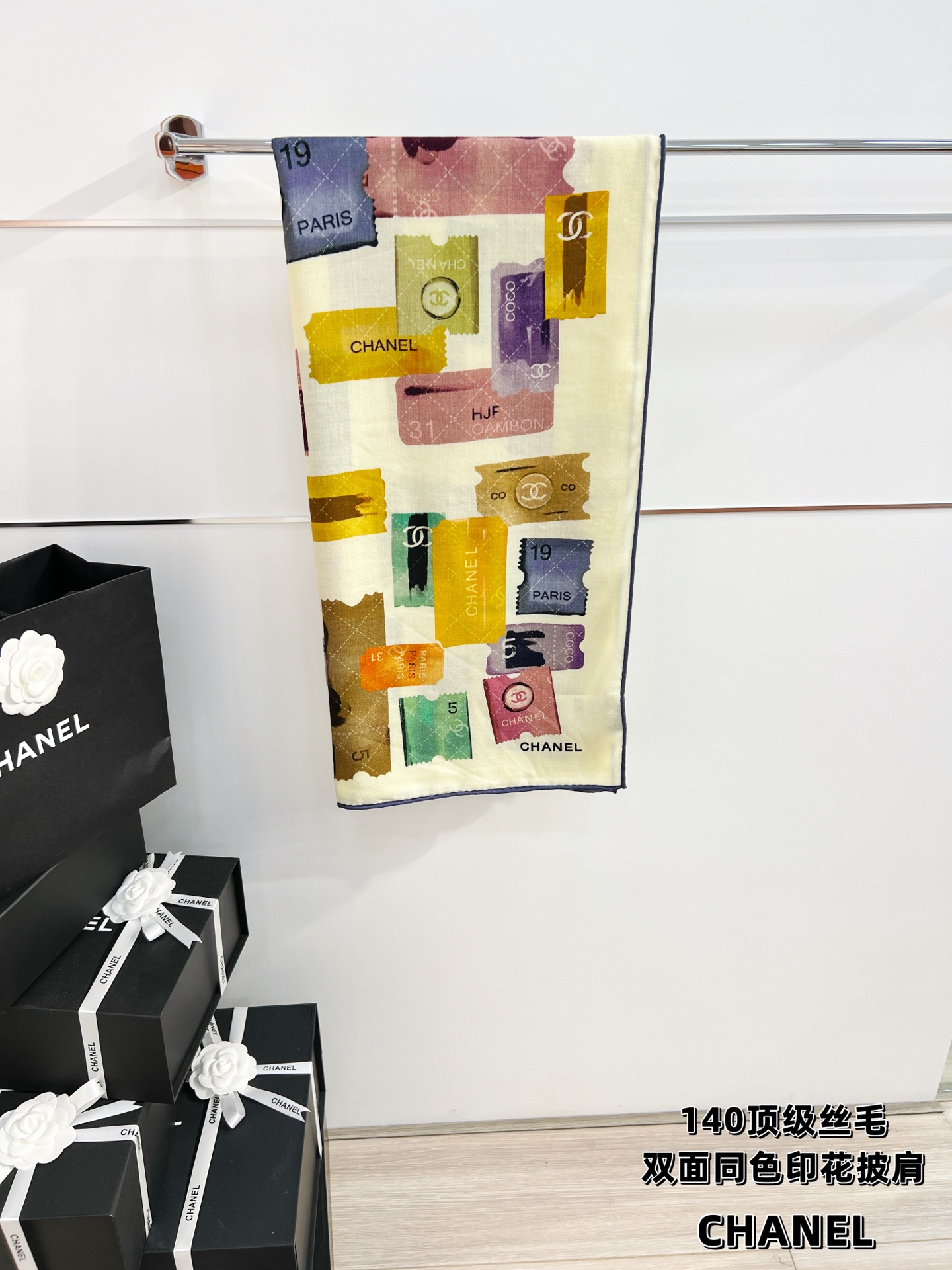 💰Chanel ~25秋冬新品～“集邮藏家”【140双面丝毛披肩】手工卷边丝毛方巾（30%桑蚕丝70%羊