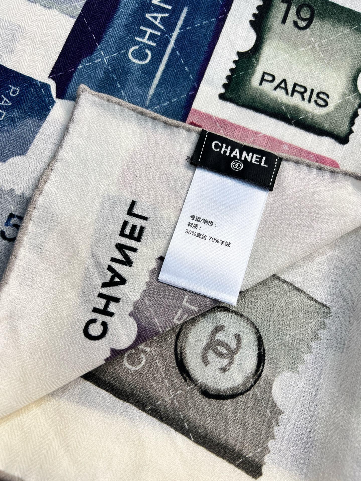 💰Chanel ~25秋冬新品~“集邮藏家”【140双面丝毛披肩】手工卷边丝毛方巾(30%桑蚕丝70%羊