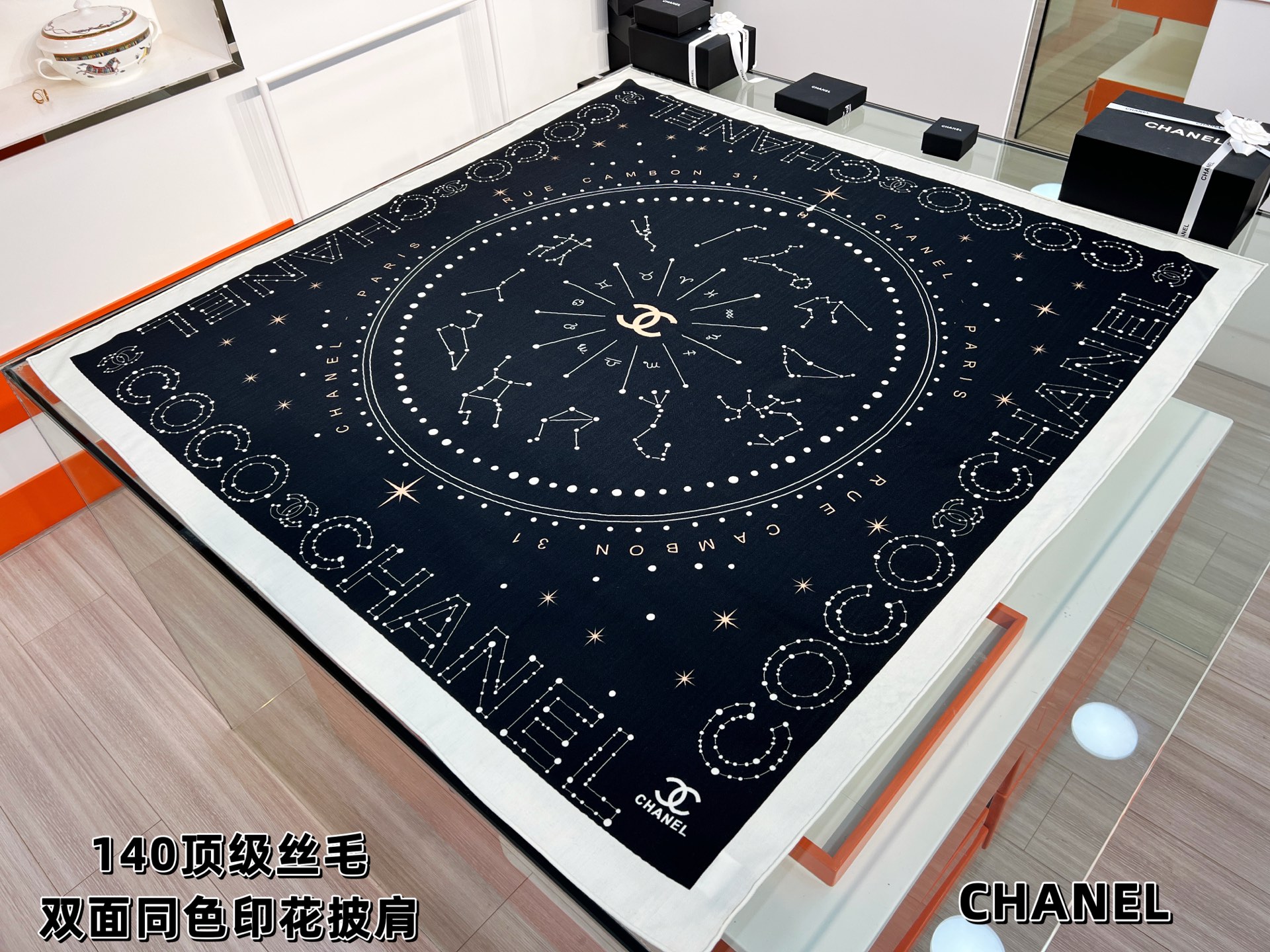 💰Chanel ~25秋冬新品～【十二星座系列】【140双面丝毛披肩】手工卷边丝毛方巾（30%桑蚕丝70