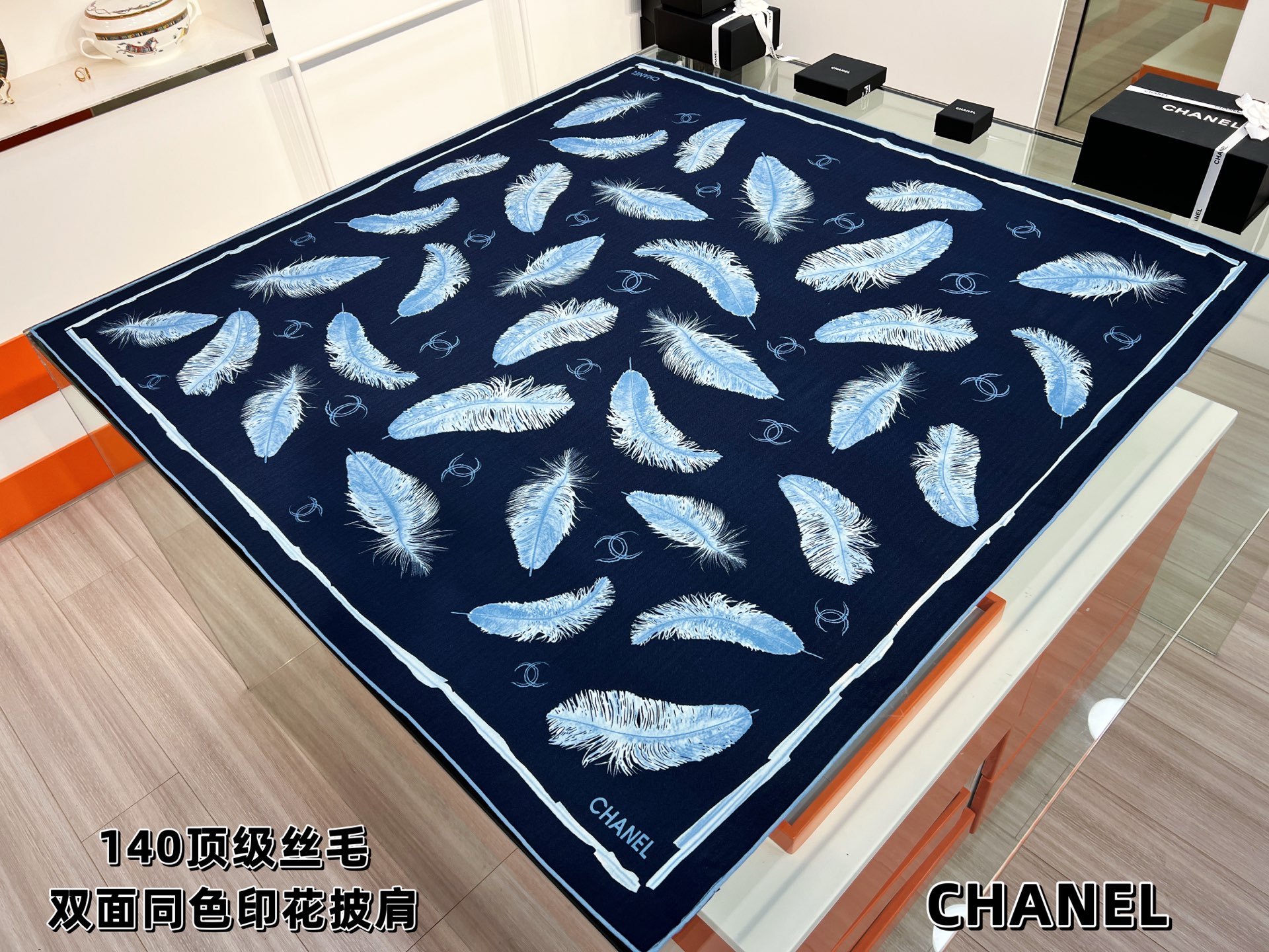 💰Chanel ~25秋冬新品～【贵妇羽毛系列】【140双面丝毛披肩】手工卷边丝毛方巾（30%桑蚕丝70