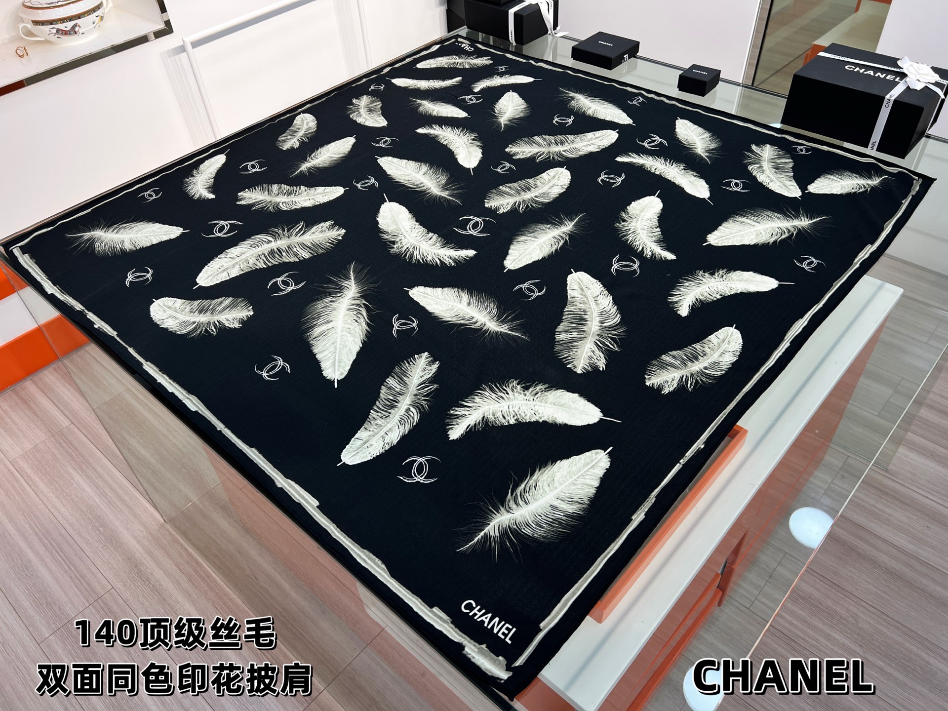 💰Chanel ~25秋冬新品～【贵妇羽毛系列】【140双面丝毛披肩】手工卷边丝毛方巾（30%桑蚕丝70