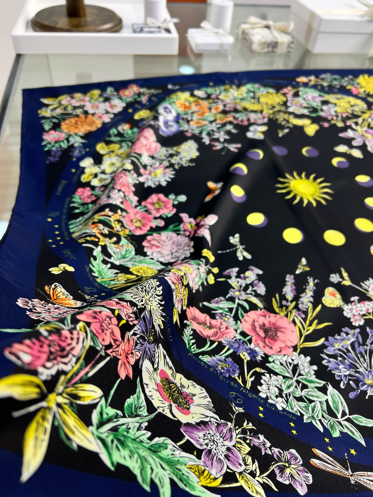 Dior 双面同色90印花方巾
