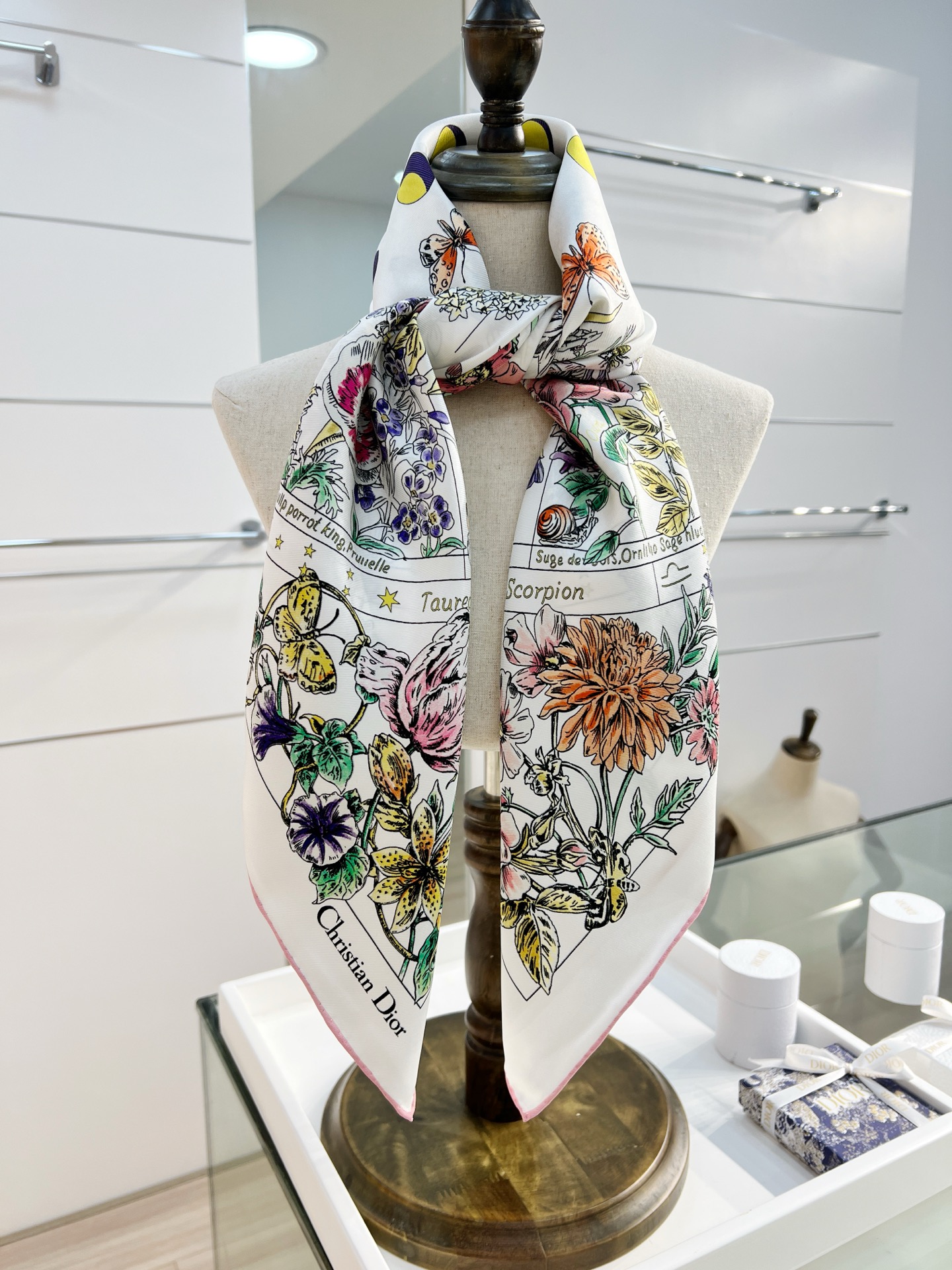 Dior 双面同色90印花方巾