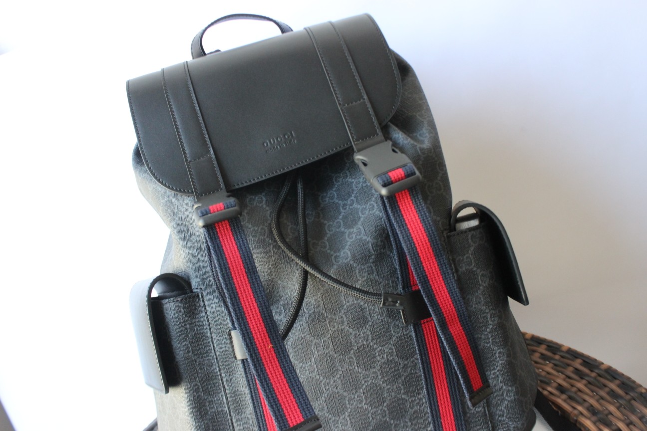 Gucci Bolsos Mochila Negro Rojo Cuero de vaca Vintage