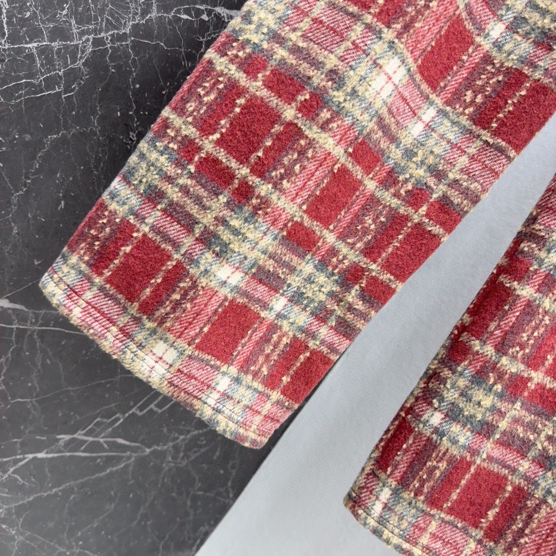 CD24SS复古时髦新款撞色抽绳装饰格纹直筒裤属于秋冬的复古和时髦很有氛围感采用色织的磨毛面料阔腿直筒剪