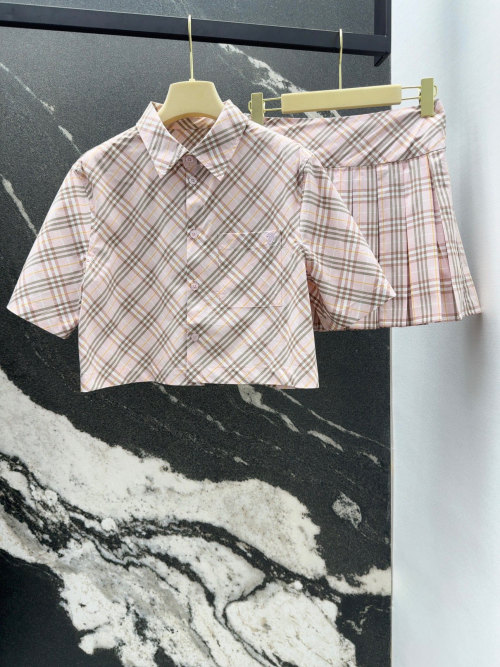 Burberry Plaid Shirt and Pleated Skirt Set Vintage Pink British Style 1 Burberry Plaid Shirt and Pleated Skirt Set Vintage Pink British Style