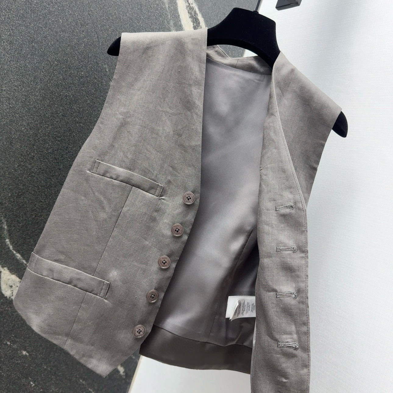 P851 Original Linen Suit with H-Style Vest and Shorts for Women - 图片 6