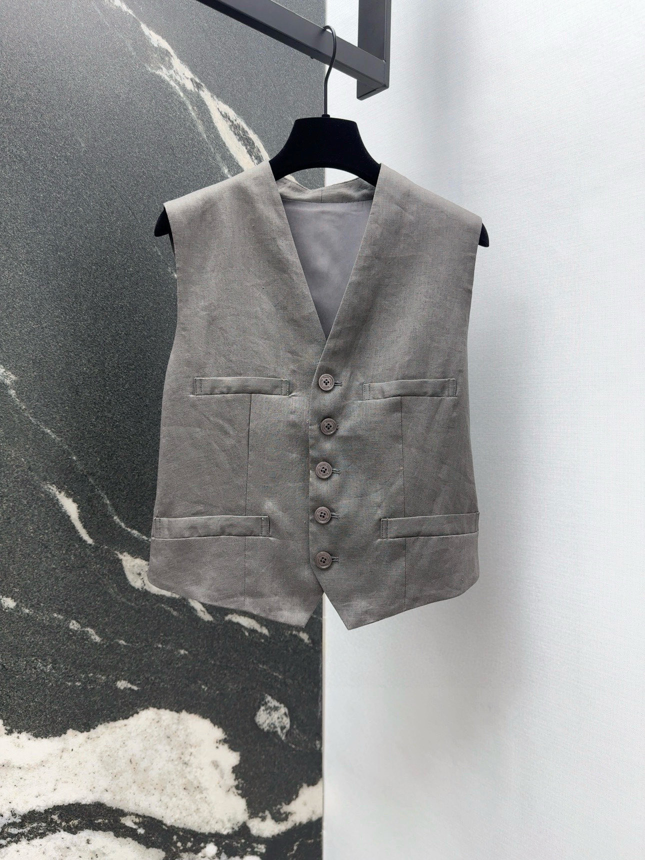 P851 Original Linen Suit with H-Style Vest and Shorts for Women - 图片 2