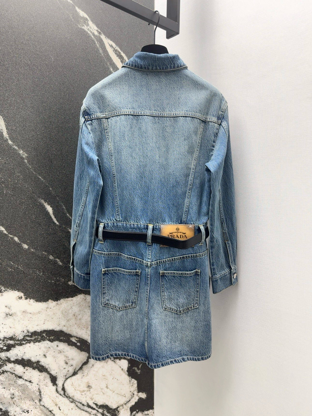 Fashionable Retro Blue Long-Sleeved Cowboy Dress for Women in Fall – PD 25SS - 图片 8
