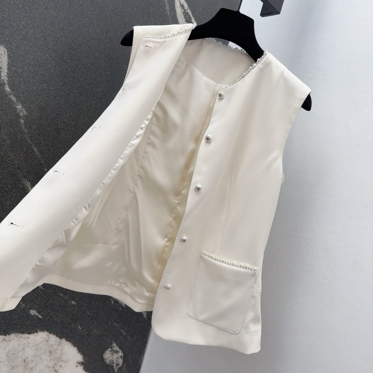 Elegant Vest and Shorts Set with Pearl Embellishments - Chic & Timeless 8 i1753331876346 3248 0 6