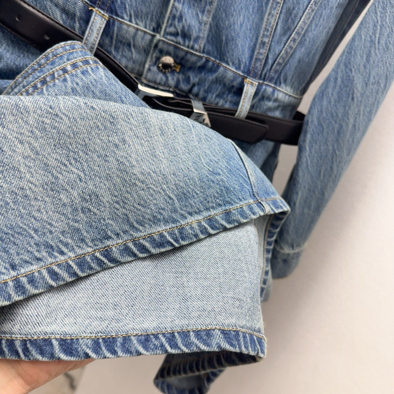 P816 Original One-Size-Fits-All Female Suit: Stylish Autumn Cowboy Dress with Retro Blue Wash - 图片 6