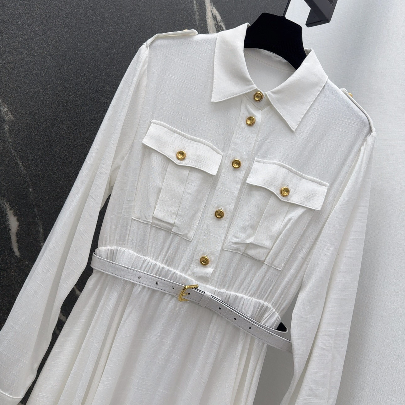 Metal-Stamped Shirt-Dressed Dress with High-Tempo Tie: P912 Original Suit Summary - 图片 3