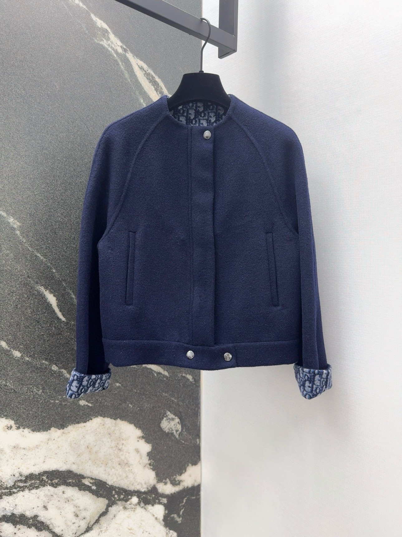 Dior Navy Blue Wool Reversible Short Jacket with Logo 1 i1754797398177 3590 0 0