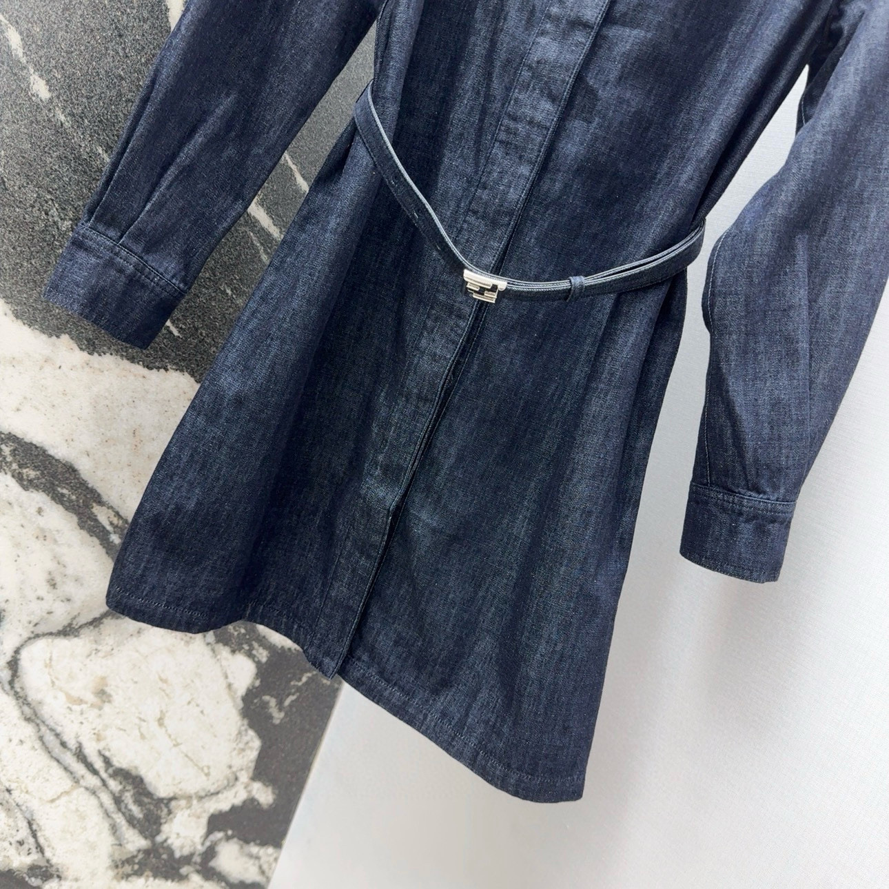 “New Women’s Cowboy Shirt Dress with Retro Circle Belt – Stylish and Custom-Made” - 图片 6