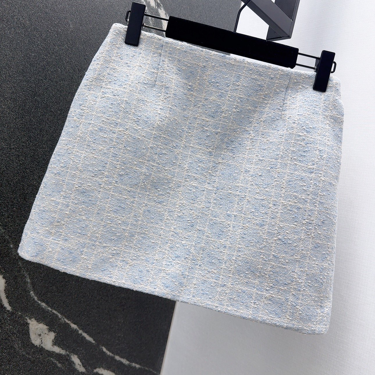 Miss D Inspired Blue Tweed Mini Skirt, High Waist A-Line Skirt 3 i1756536599528 661 0 1