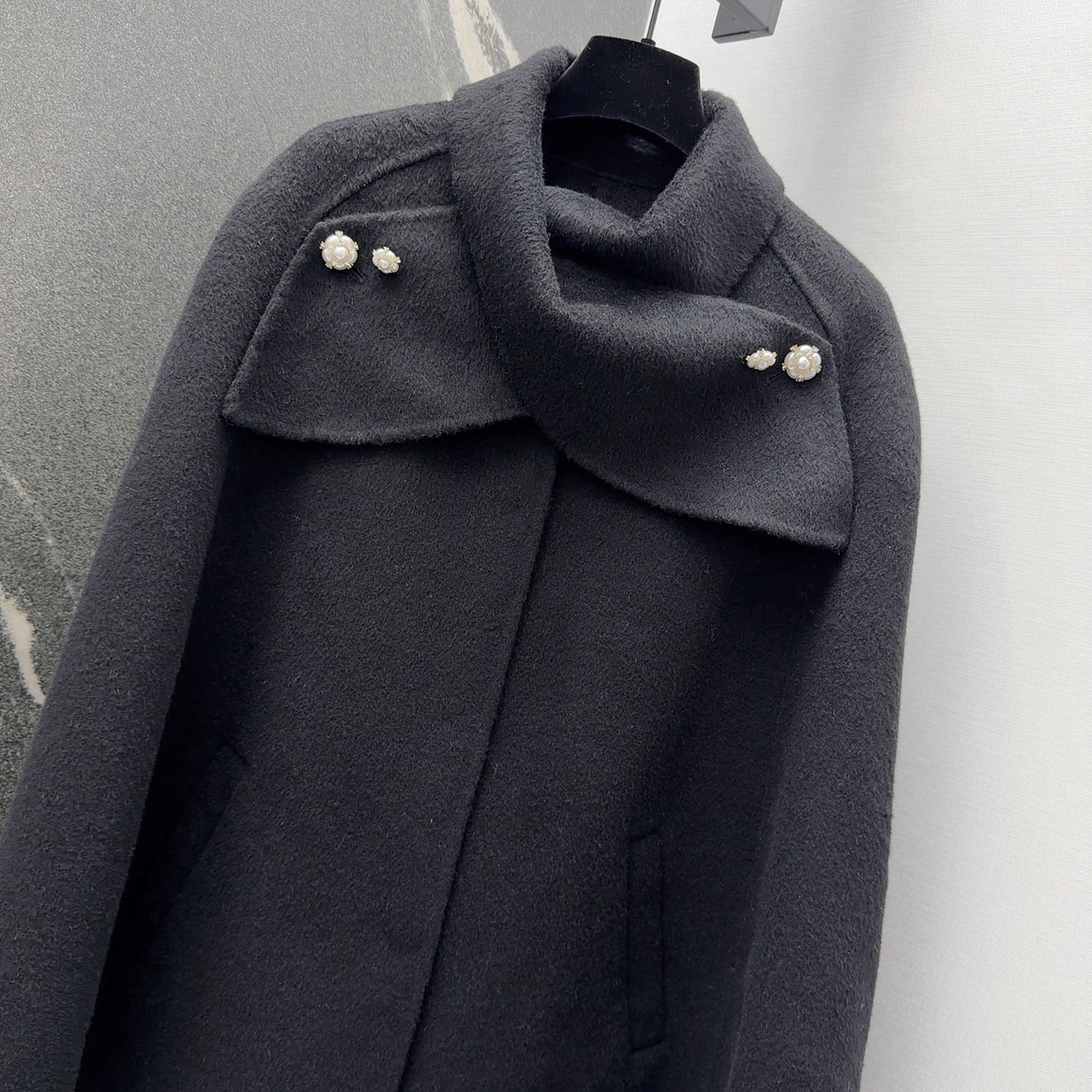 Elegant Wool Blend Cape Coat with Pearl Buttons - Chic Winter Style 3 i1759904287772 8160 0 2