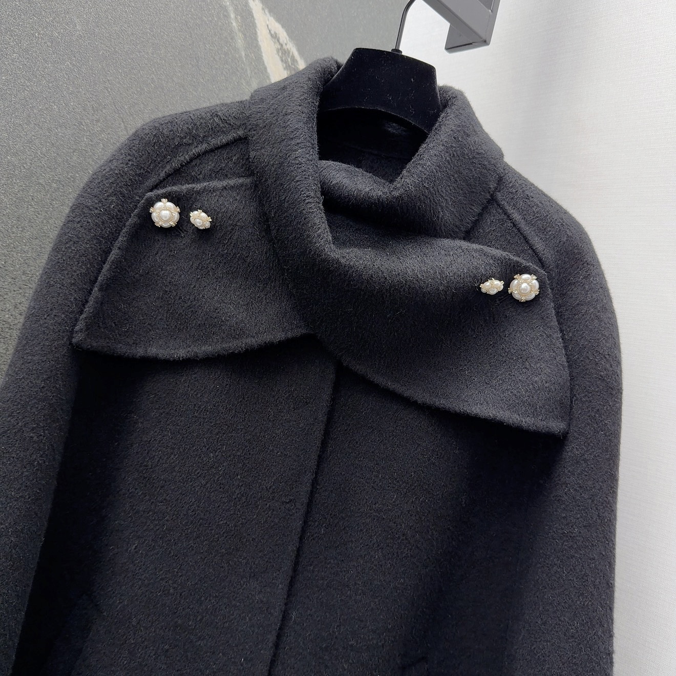 Elegant Wool Blend Cape Coat with Pearl Buttons - Chic Winter Style 4 i1759904289084 3788 0 3